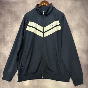 VTG Nike Track Jacket Men's 2XL‎ Navy Blue White Full Zip Chevron Athletic